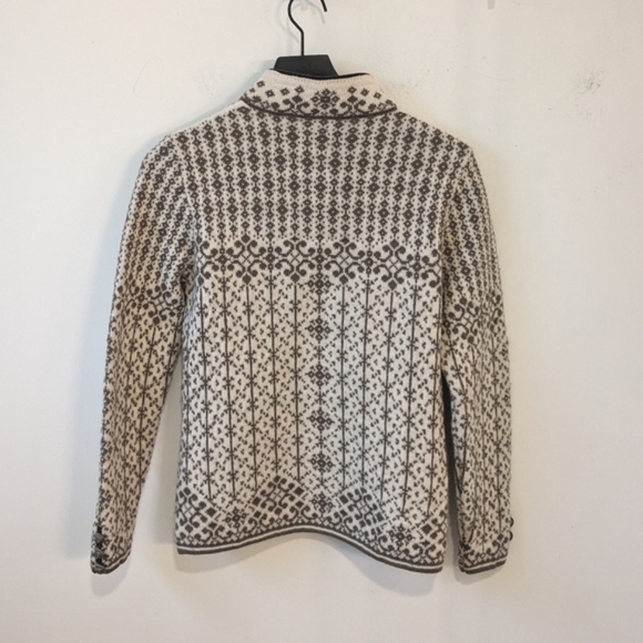 Dale of Norway Brown Wool Snowflake Full Zip Cardigan Sweater - Picture 6 of 10